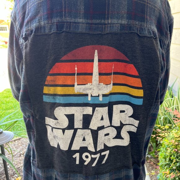 Star Wars 1977 Flannel Shirt upcycled one of a kind unisex XL